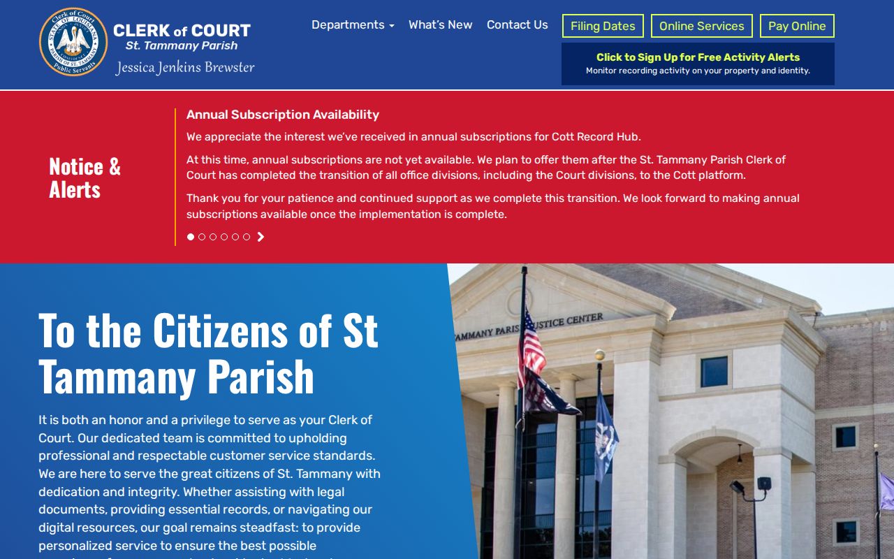 St. Tammany Parish Clerk of Court records departments