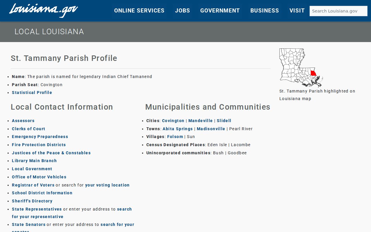 Official St. Tammany Parish community profile
