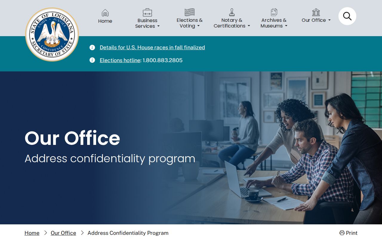Louisiana Address Confidentiality Program information for protected residents