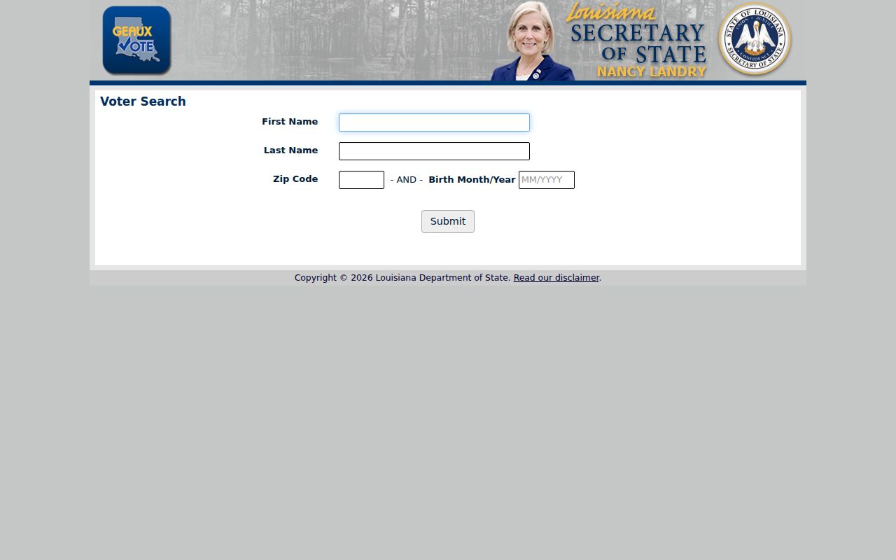 Louisiana voter name search used for a St. Tammany Parish resident lookup