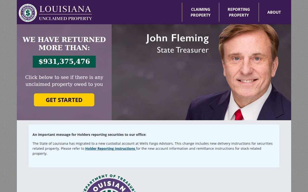 Louisiana unclaimed property name city and ZIP search